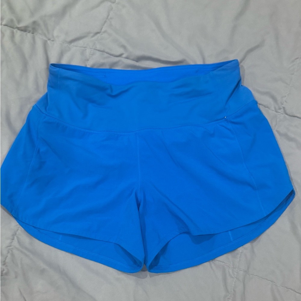 4” HR  Lululemon Speed Ups Shorts
POOLSlside Blue, EXCELLENT Condition